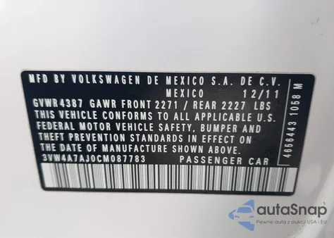 2012 Volkswagen Jetta Gli Autobahn W/Nav from USA, damaged, VIN 3VW4A7AJ0CM087783